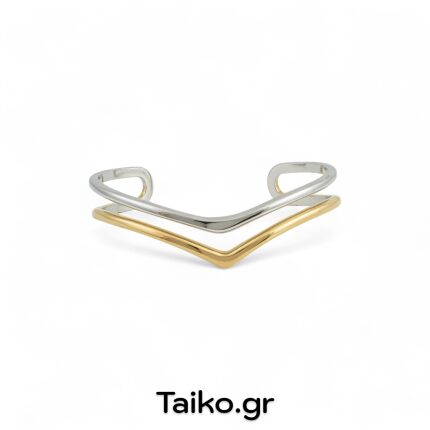 Ατσάλινο βραχιόλι χειροπέδα (σταθερό) με δίχρωμη απόχρωση