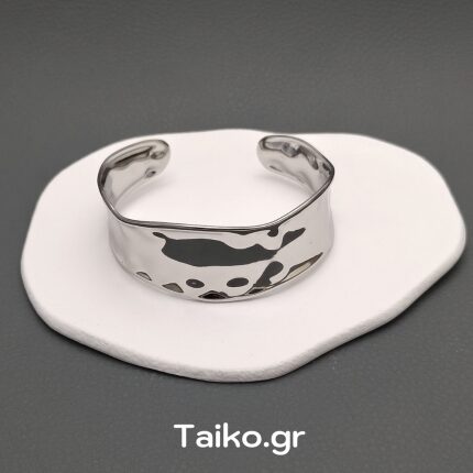 Ατσάλινο βραχιόλι χειροπέδα (σταθερό) με ήπια ακανόνιστη επιφάνεια