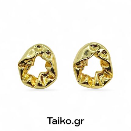 Ατσάλινα σκουλαρίκια (καρφωτά) με οβάλ σχήμα και ακανόνιστη επιφάνεια