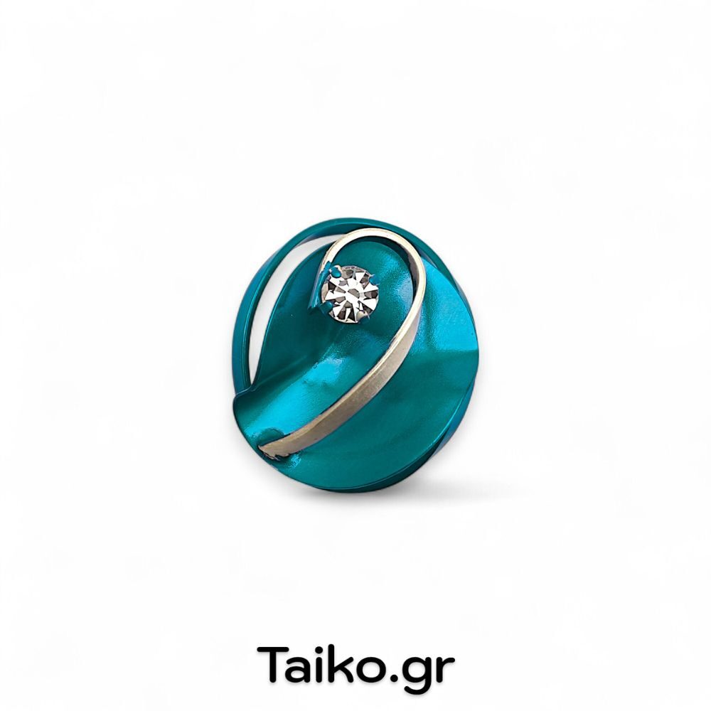 Χειροποίητο δαχτυλίδι δίχρωμο (με ρυθμιζόμενο μέγεθος/one size) με ακανόνιστη επιφάνεια από ορείχαλκο τρισδιάστατης σχεδίασης με μεταλλική πράσινη/ασημί απόχρωση και ζιργκόν