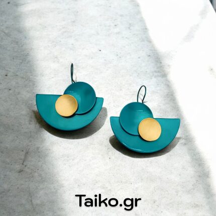 Golden Green Domino χειροποίητα σκουλαρίκια