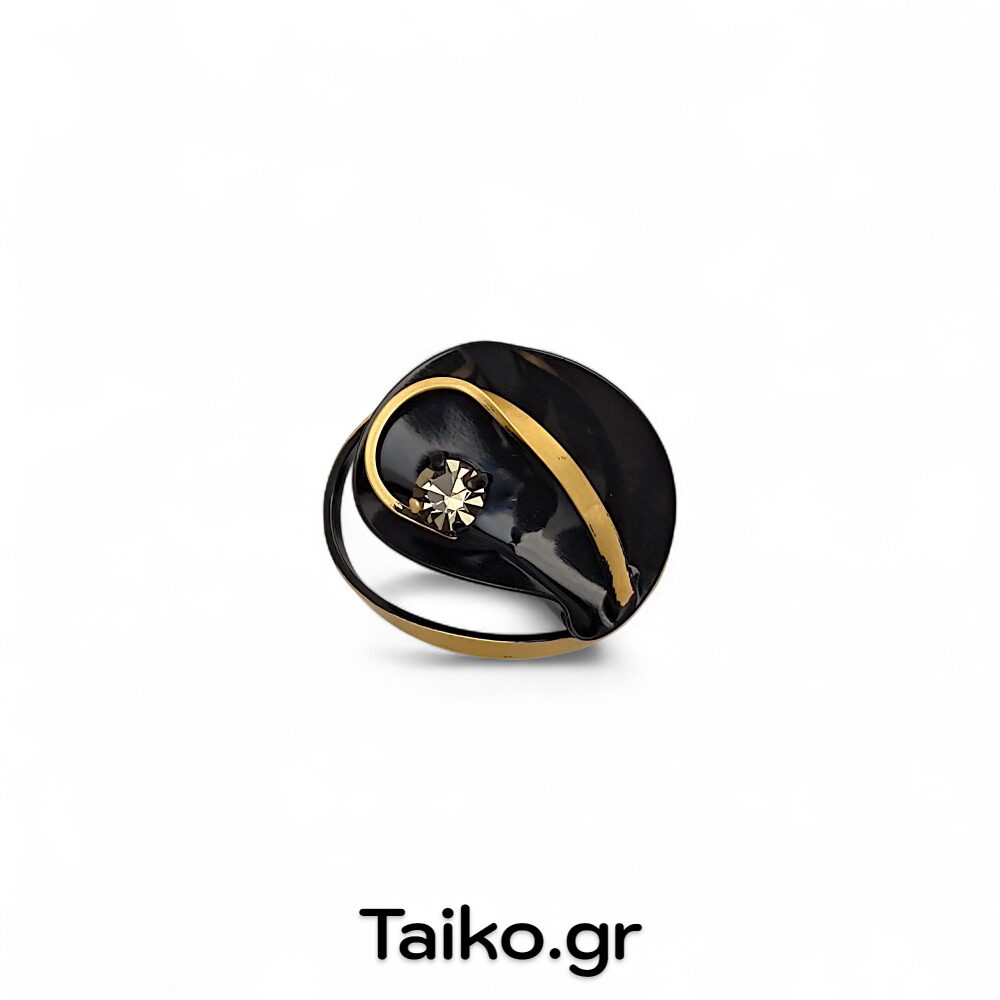 Χειροποίητο δαχτυλίδι (one size) με ακανόνιστη επιφάνεια από ορείχαλκο τρισδιάστατης σχεδίασης με δίχρωμη μεταλλική απόχρωση και ζιργκόν