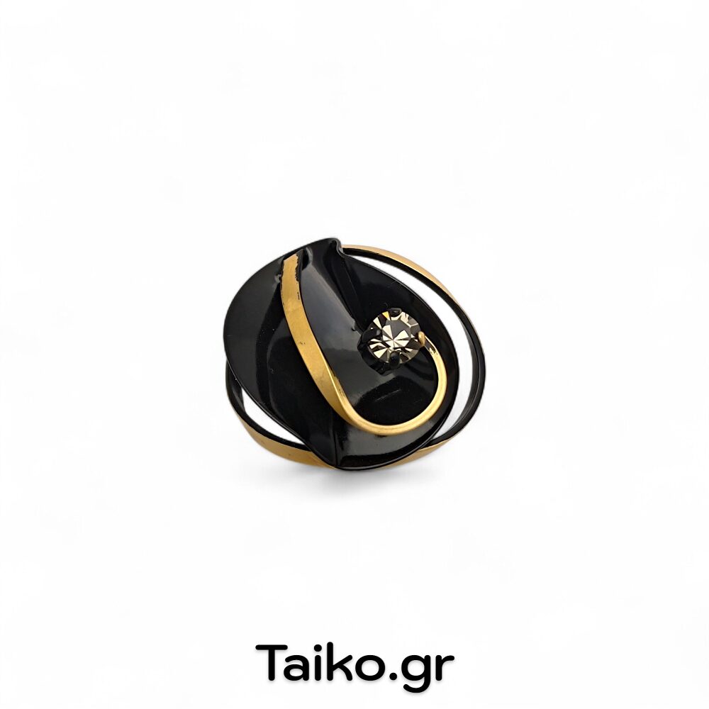 Χειροποίητο δαχτυλίδι (one size) με ακανόνιστη επιφάνεια από ορείχαλκο τρισδιάστατης σχεδίασης με δίχρωμη μεταλλική απόχρωση και ζιργκόν