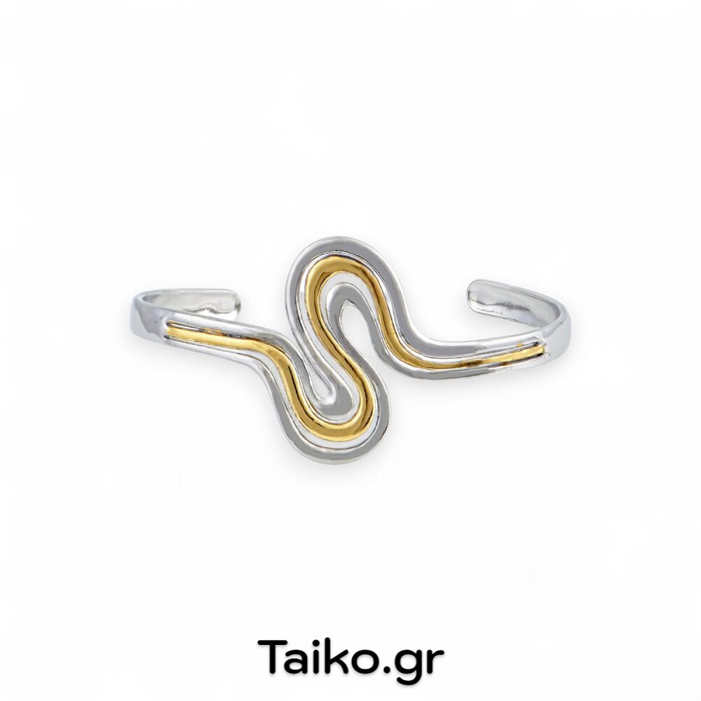 Ατσάλινο βραχιόλι χειροπέδα (σταθερό) με δίχρωμη απόχρωση