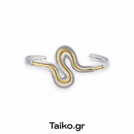 Ατσάλινο βραχιόλι χειροπέδα (σταθερό) με δίχρωμη απόχρωση