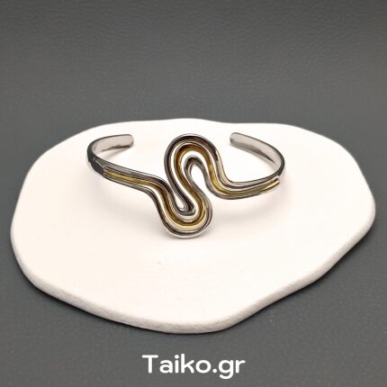 Ατσάλινο βραχιόλι χειροπέδα (σταθερό) με δίχρωμη απόχρωση