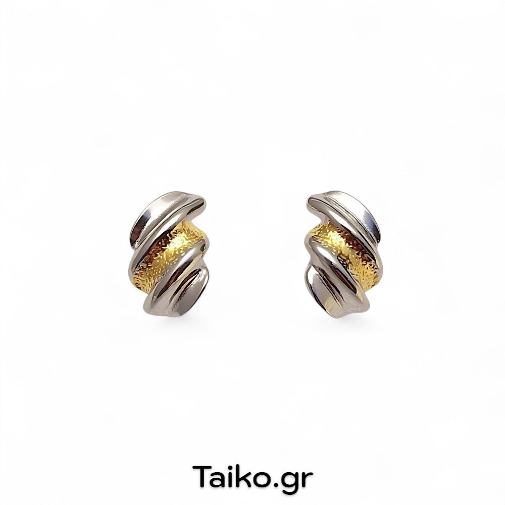 Ατσάλινα σκουλαρίκια δίχρωμα (καρφωτά)