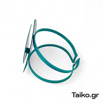 Χειροποίητο βραχιόλι (με ρυθμιζόμενο μέγεθος) με διπλά ημικύκλια στοιχεία από ορείχαλκο ανεξίτηλης επιμετάλλωσης σε δίχρωμη μεταλλική απόχρωση (πράσινο-χρυσαφί)